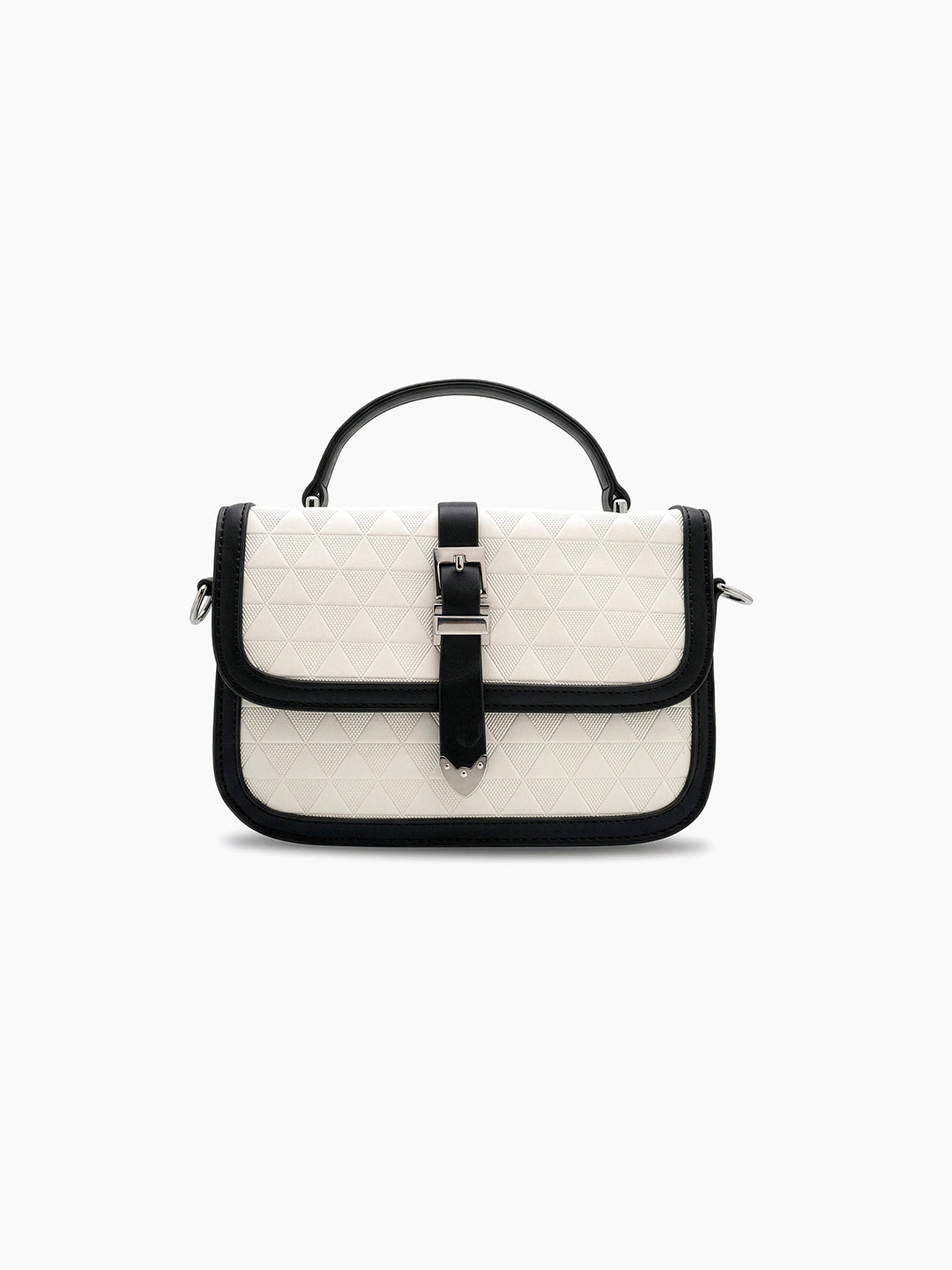 Zavira Black - White Leather Sling Bag - Swashaa