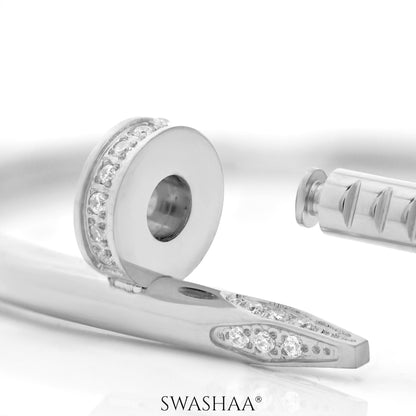 Zayden Diamond Nail Silver Men's Bracelet