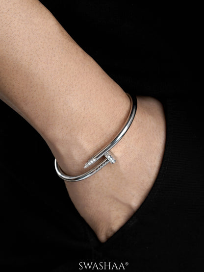 Zayden Diamond Nail Silver Men's Bracelet