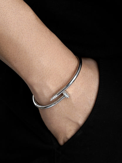 Zayden Diamond Nail Silver Men's Bracelet