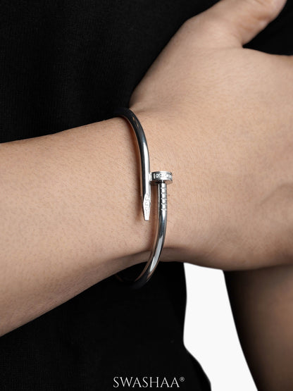 Zayden Diamond Nail Silver Men's Bracelet