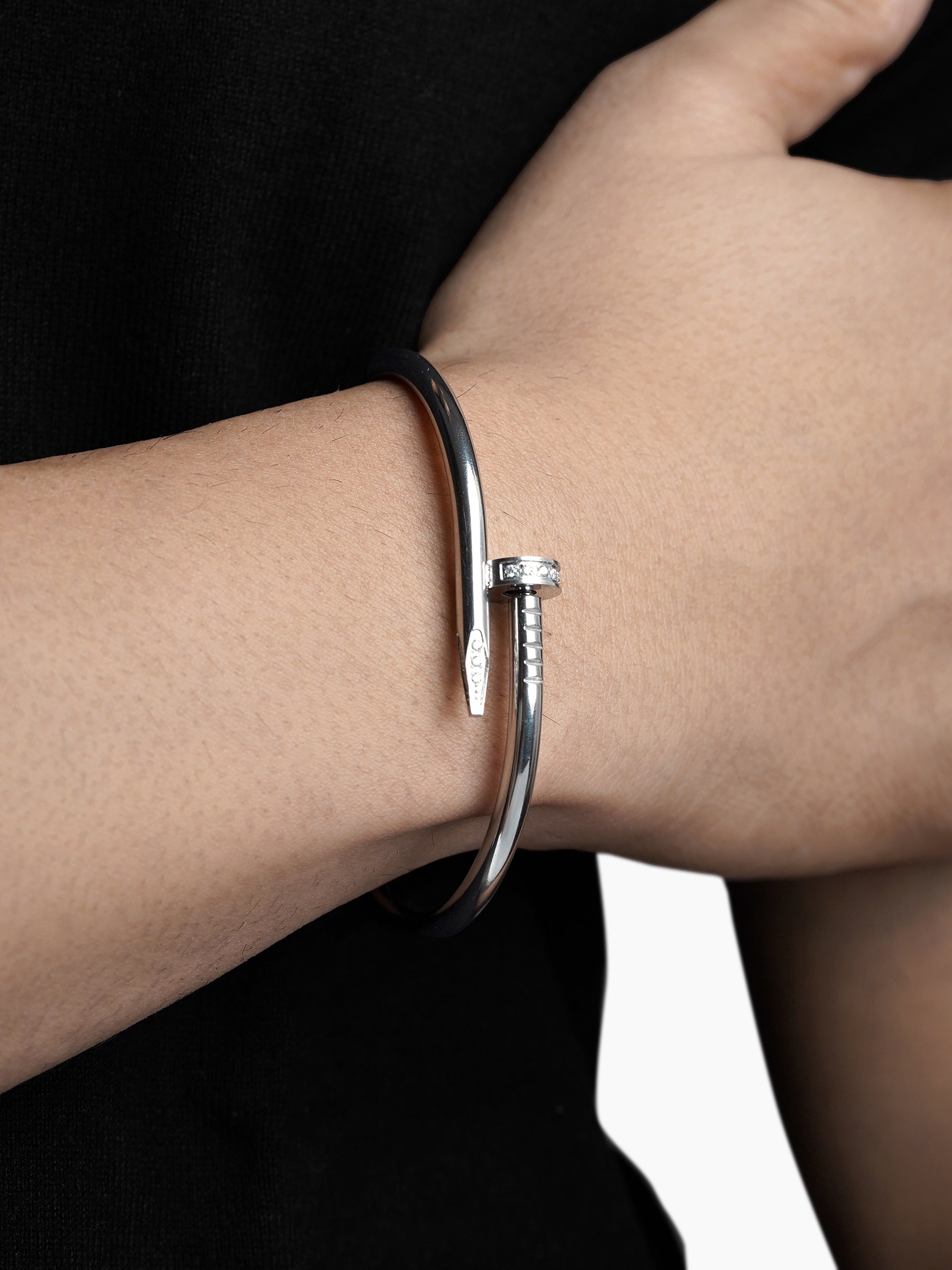 Zayden Diamond Nail Silver Men's Bracelet