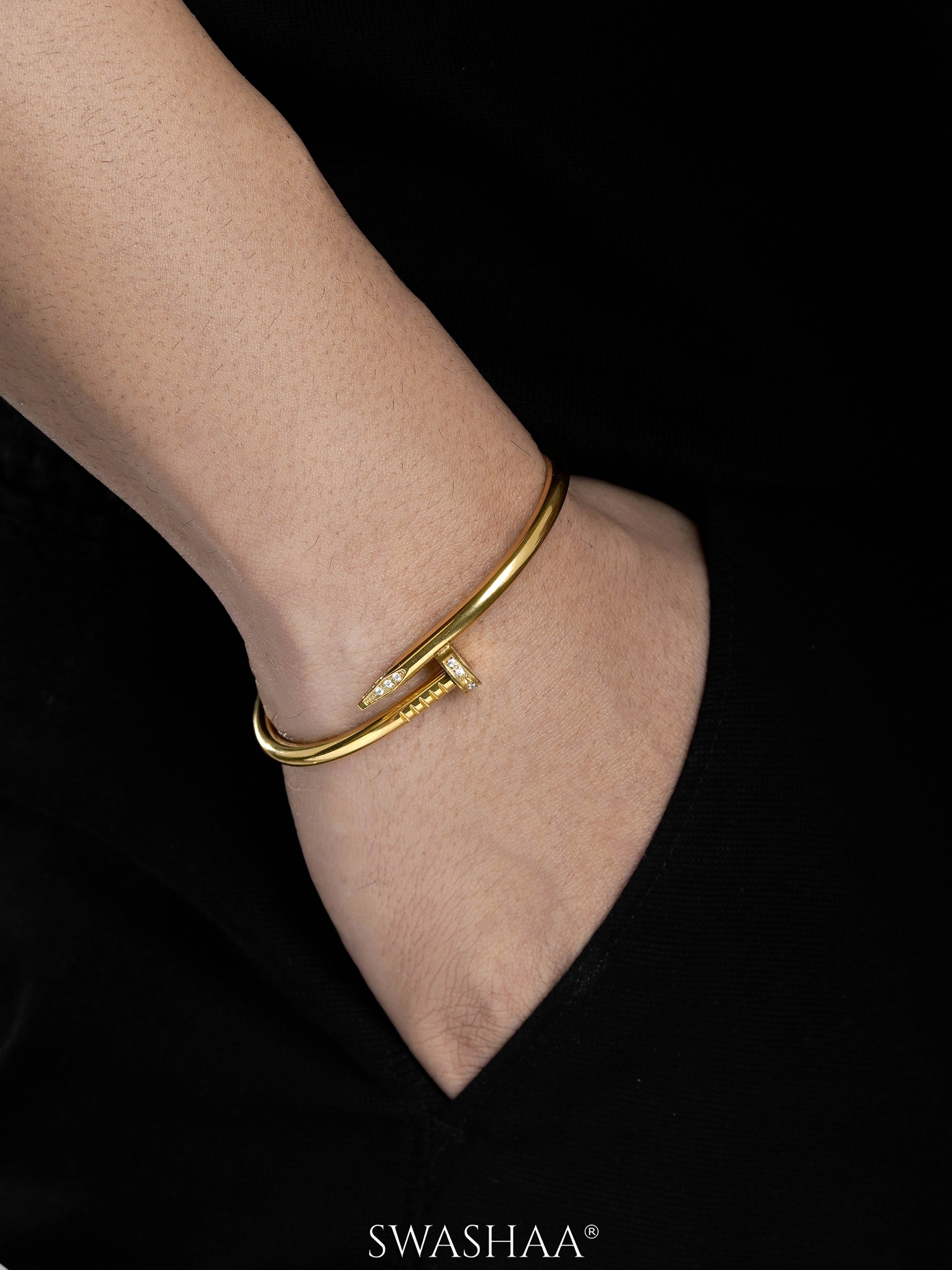 Zayden Diamond Nail 18K Gold Plated Men's Bracelet