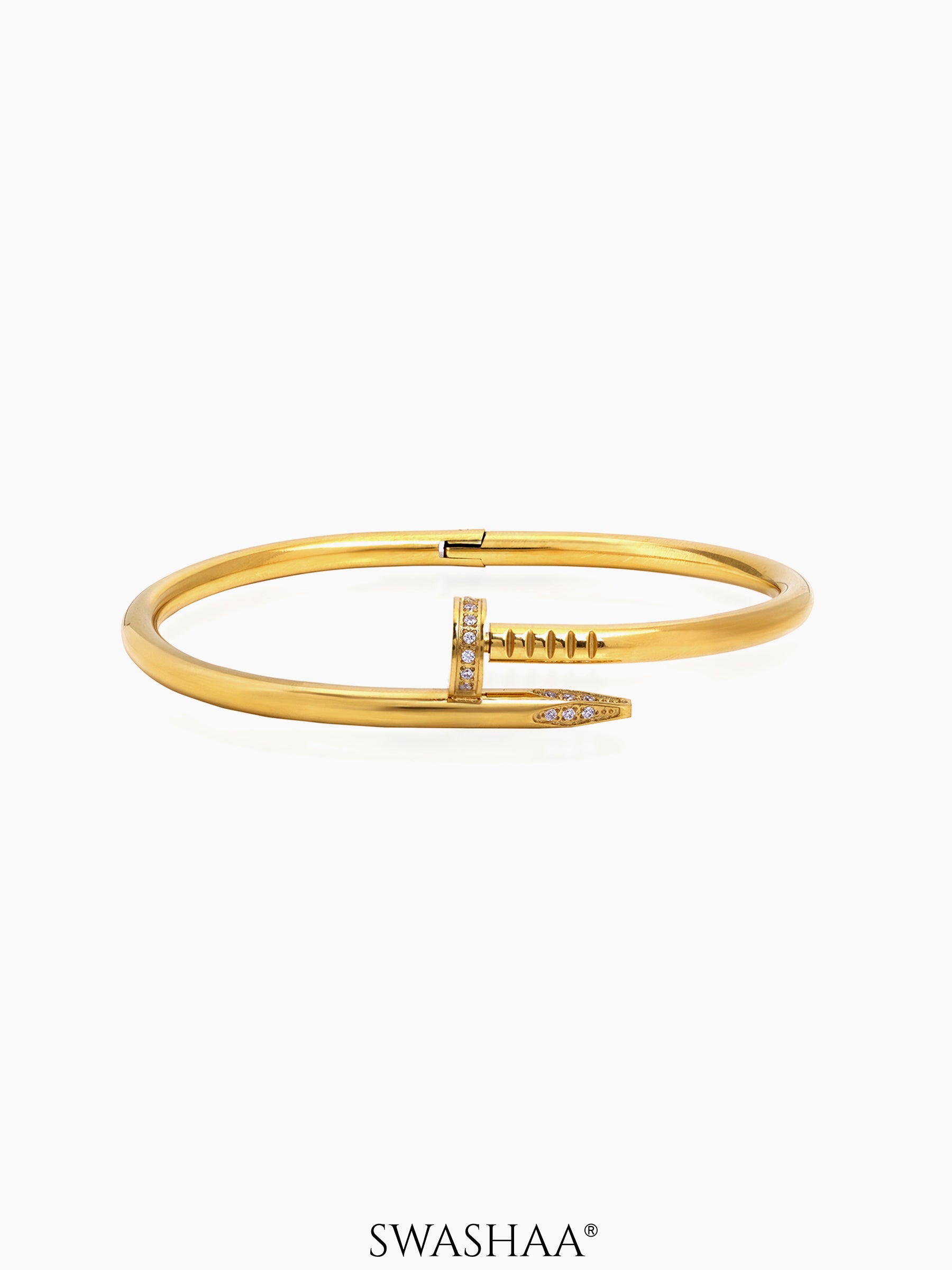 Zayden Diamond Nail 18K Gold Plated Men's Bracelet