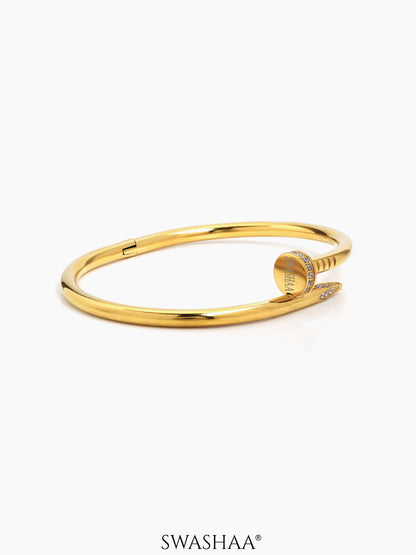 Zayden Diamond Nail 18K Gold Plated Band Bracelet