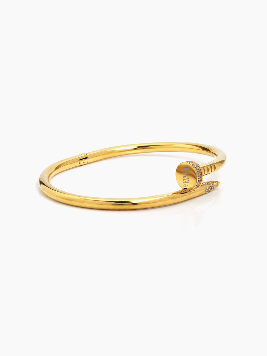 Zayden Diamond Nail 18K Gold Plated Band Bracelet