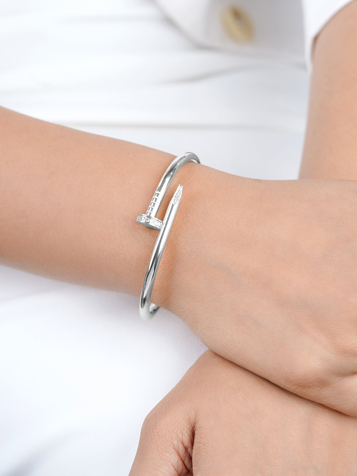 Zayden Diamond Nail 18K Gold Plated Band Bracelet