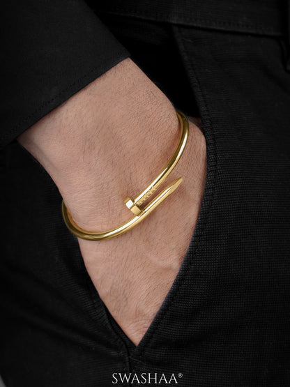 Zayden Solid Nail 18K Gold Plated Men's Bracelet