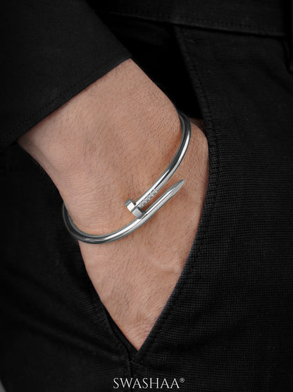 Zayden Solid Nail Silver Men's Bracelet