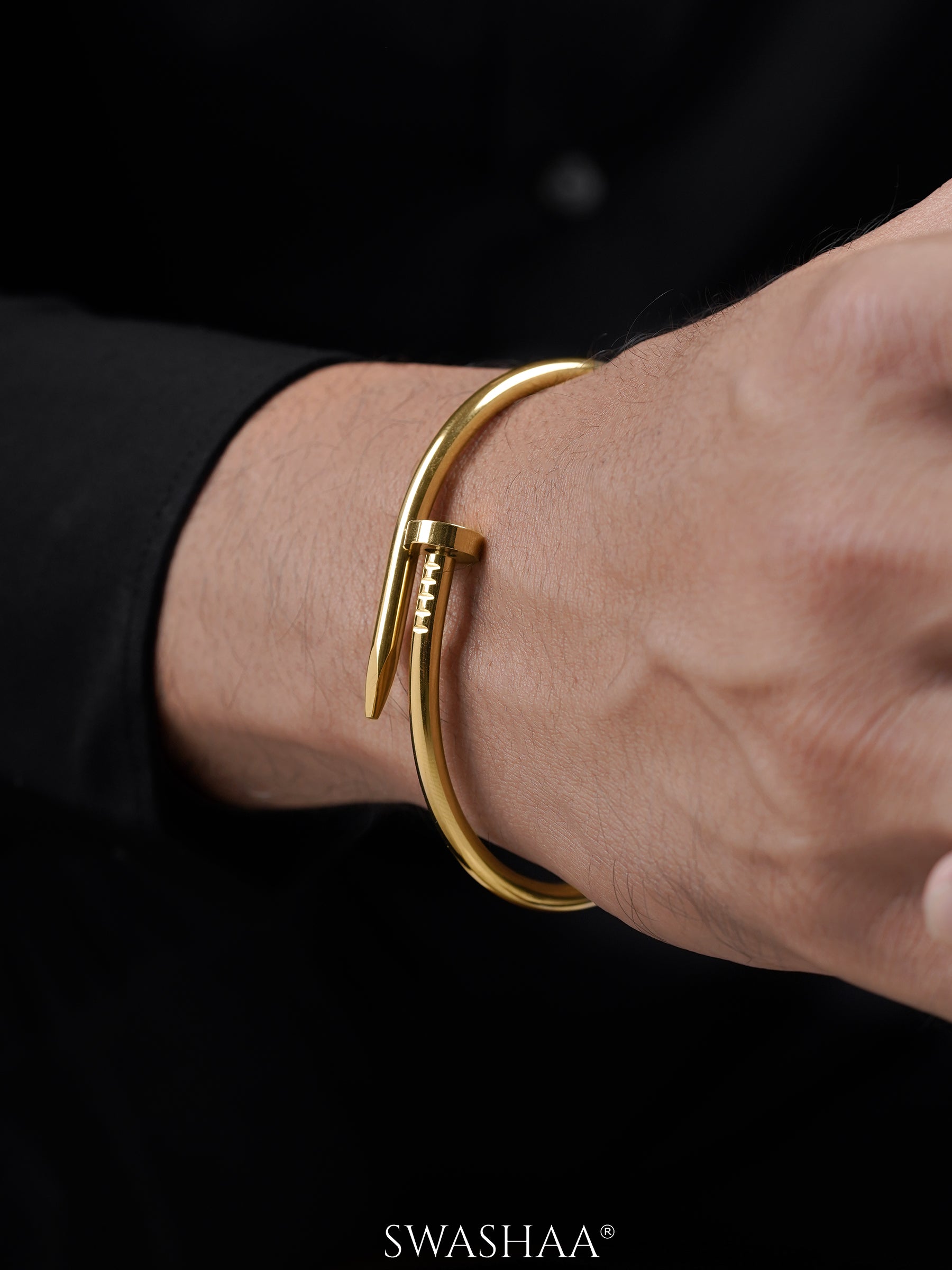 Zayden Solid Nail 18K Gold Plated Men's Bracelet