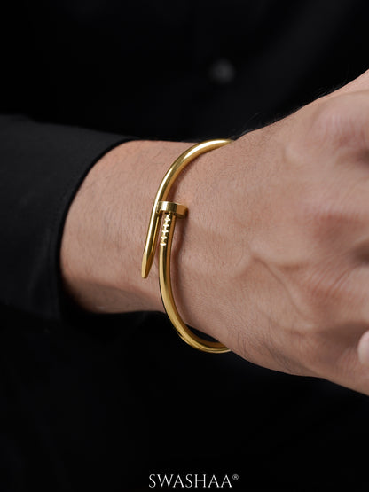 Zayden Solid Nail 18K Gold Plated Men's Bracelet