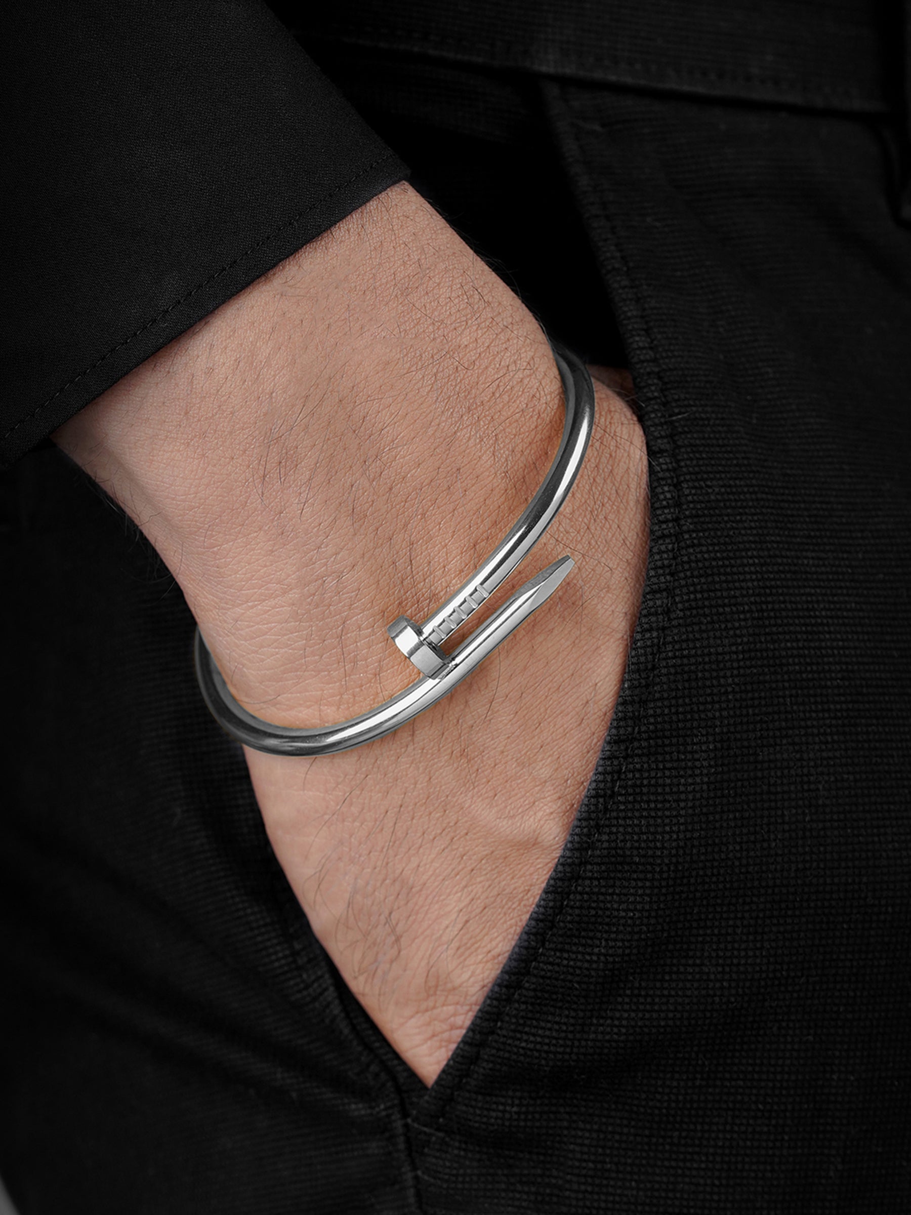 Zayden Solid Nail Silver Men's Bracelet