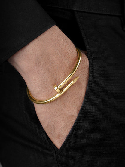 Zayden Solid Nail 18K Gold Plated Men's Bracelet