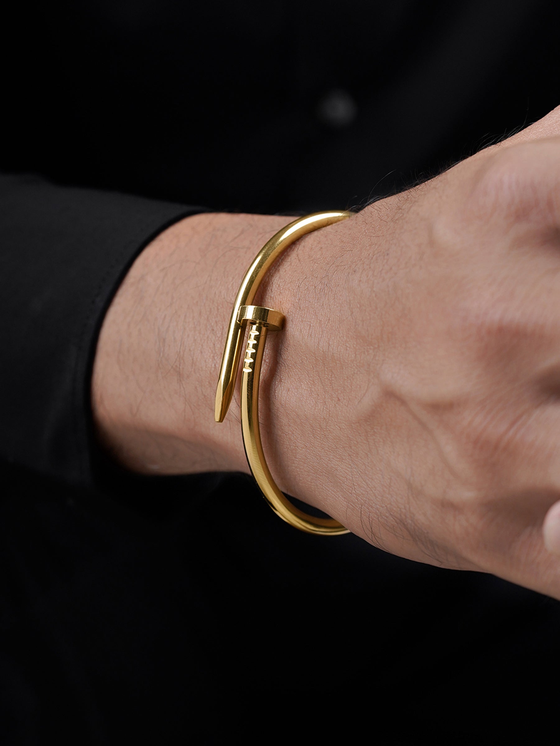 Zayden Solid Nail 18K Gold Plated Men's Bracelet