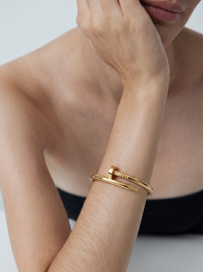 Zayden Solid Nail 18k Gold Plated Band Bracelet