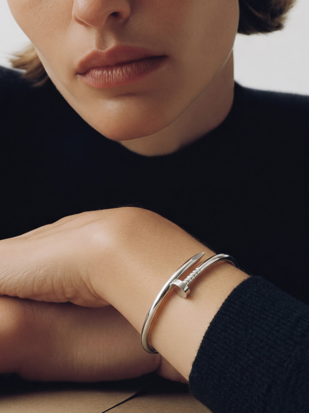 Zayden Solid Nail Silver Band Bracelet