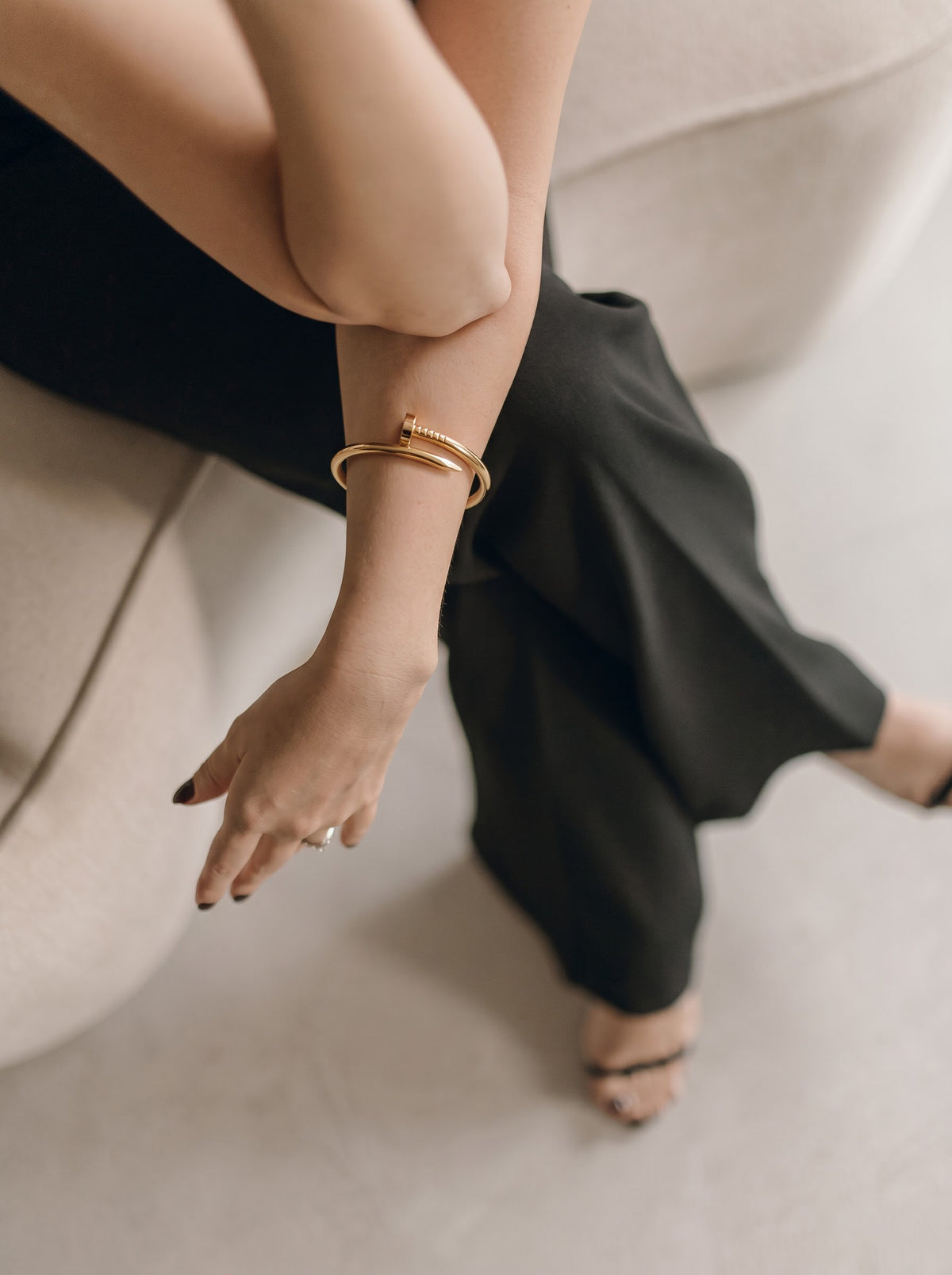 Zayden Solid Nail 18k Gold Plated Band Bracelet