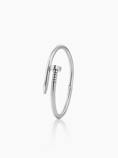 Zayden Solid Nail Silver Band Bracelet