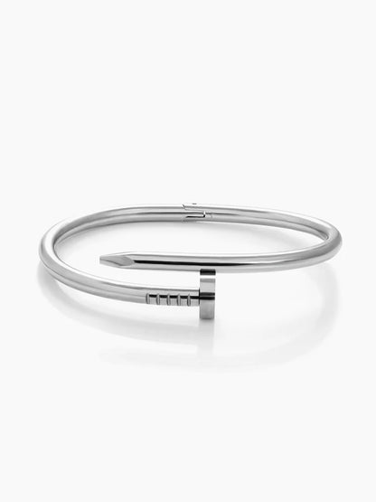 Zayden Solid Nail Silver Band Bracelet