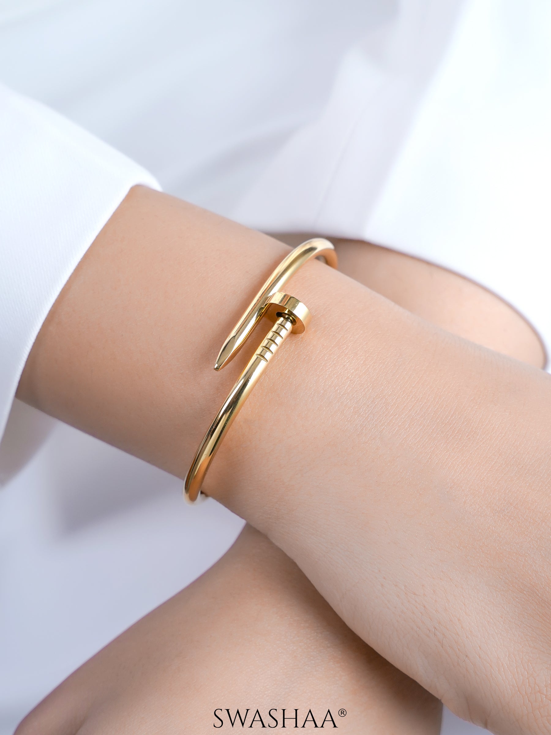 Zayden Solid Nail 18K Gold Plated Men's Bracelet