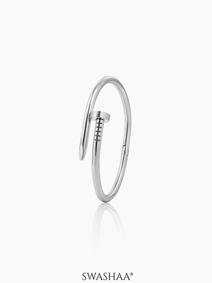 Zayden Solid Nail Silver Band Bracelet