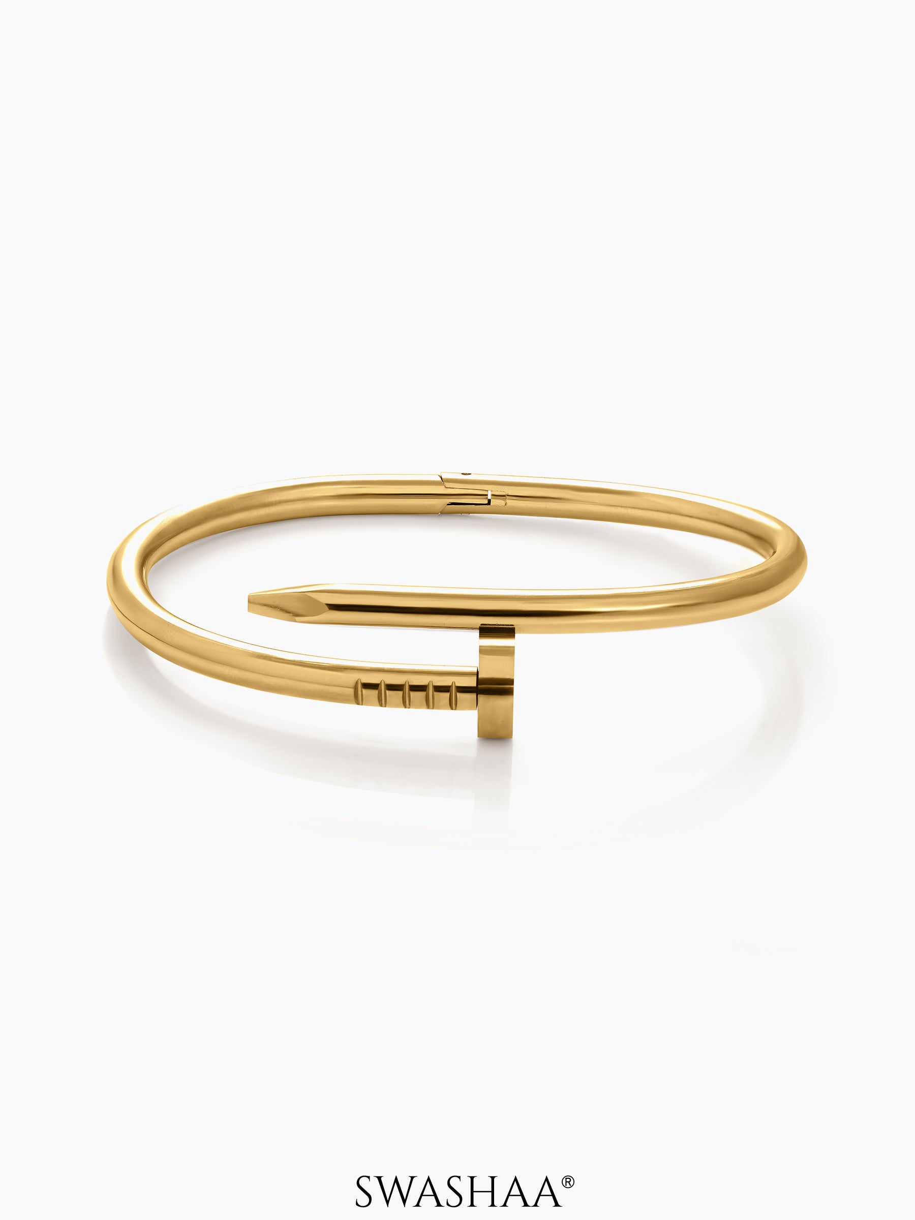 Zayden Solid Nail 18k Gold Plated Band Bracelet