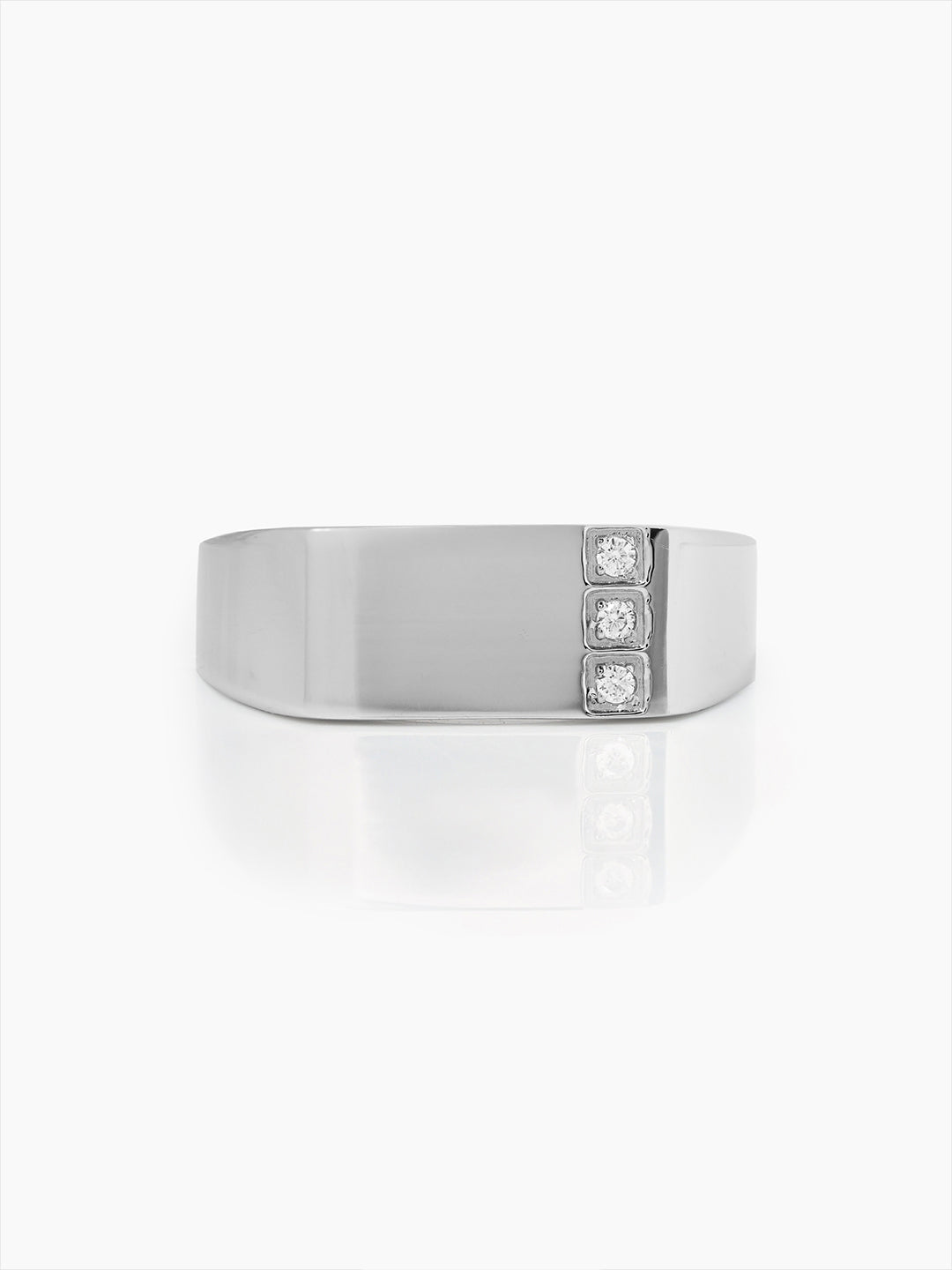 Zayen Diamond CZ Diamond Signet Rectangular Band Men's Ring