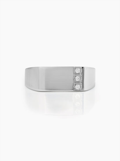 Zayen Diamond CZ Diamond Signet Rectangular Band Men's Ring