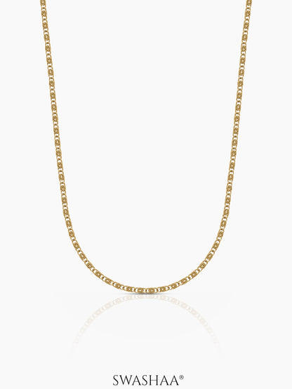 Zeke Oval Link 2MM 18K Gold Plated Women's Chain