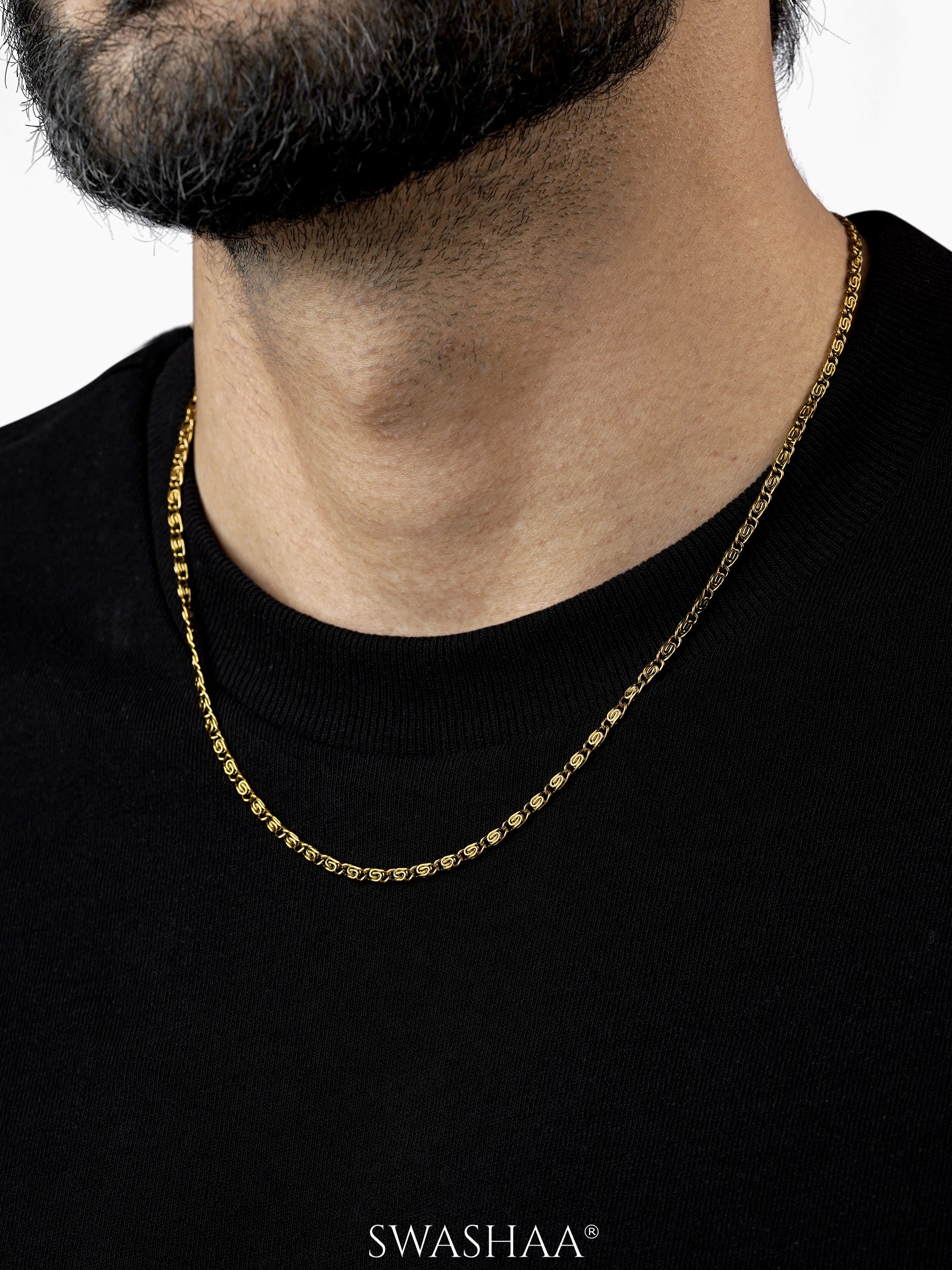 Zeke Twisted 18K Gold Plated Men's Chain