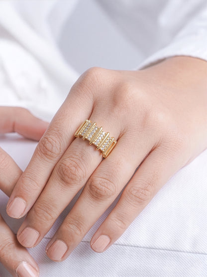 Zelina Paved Stones Bold Ribbed Diamond Ring
