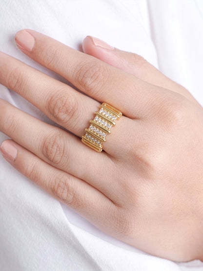 Zelina Paved Stones Bold Ribbed Diamond Ring