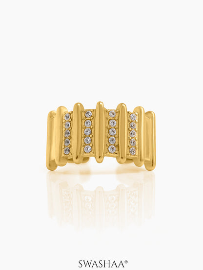 Zelina Paved Stones Bold Ribbed Diamond Ring
