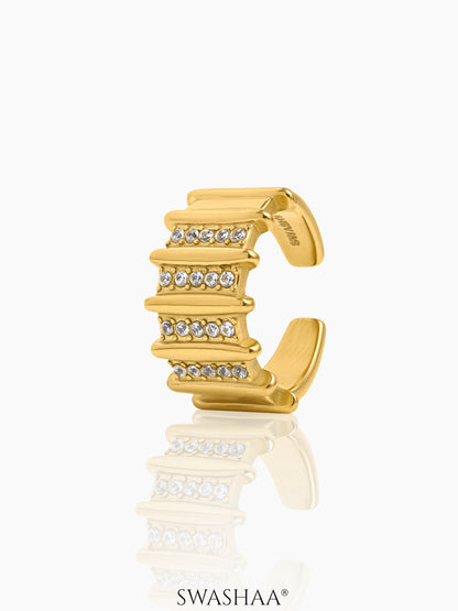 Zelina Paved Stones Bold Ribbed Diamond Ring