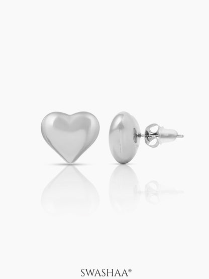 Zena Heart Shaped Silver Stud Earrings