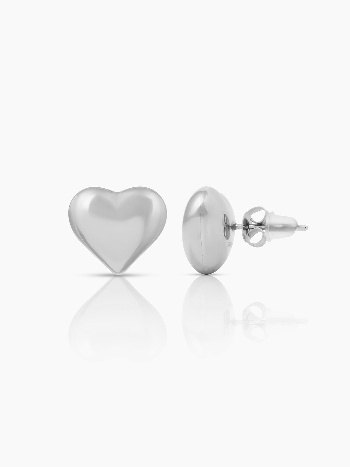 Zena Heart Shaped Silver Stud Earrings