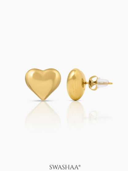 Zena Heart Shaped 18K Gold Plated Stud Earrings