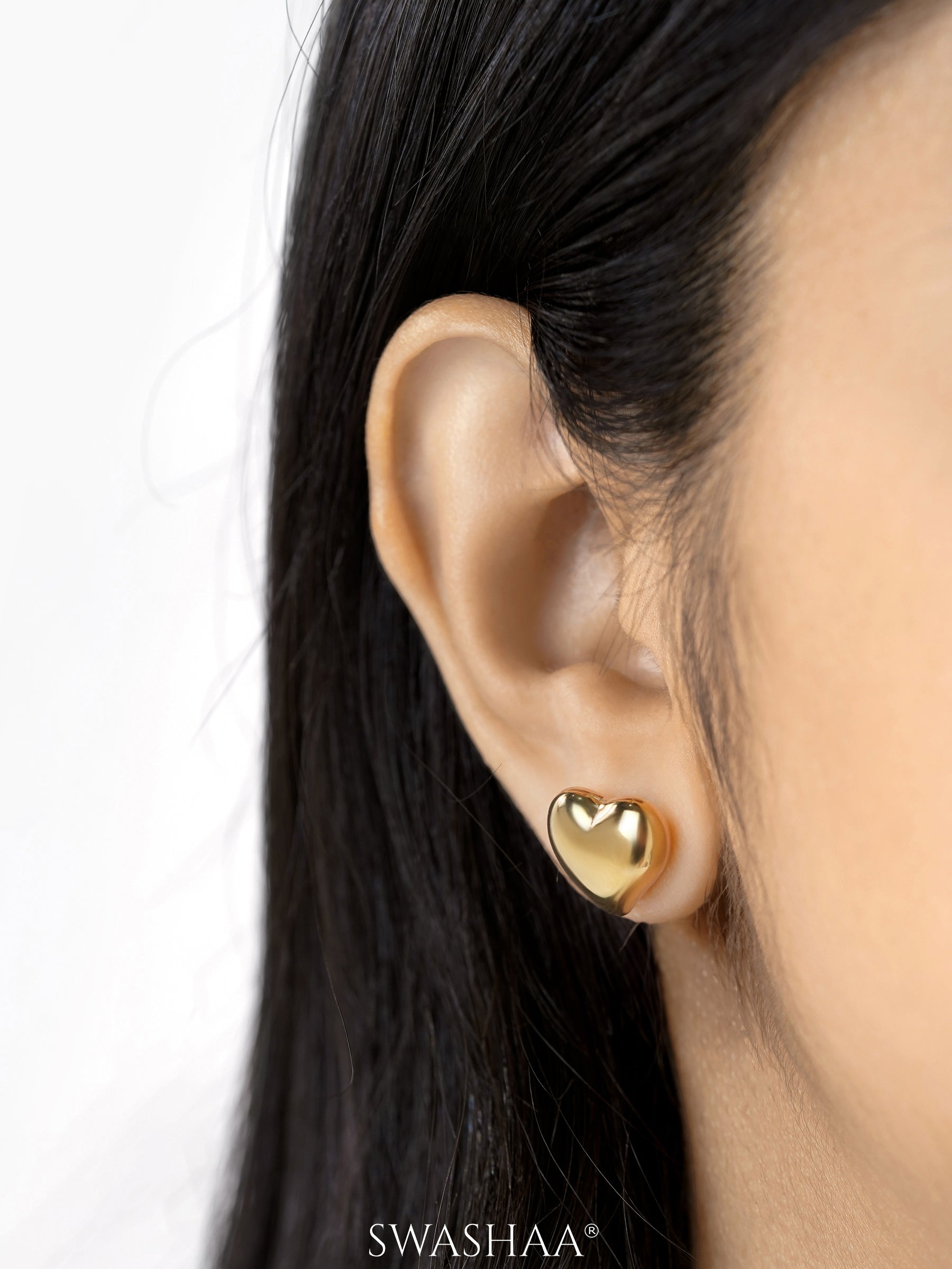 Zena Heart Shaped 18K Gold Plated Stud Earrings