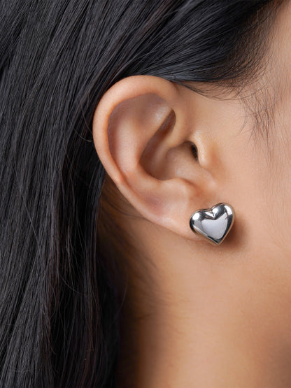 Zena Heart Shaped Silver Stud Earrings
