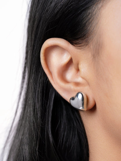 Zena Heart Shaped Silver Stud Earrings