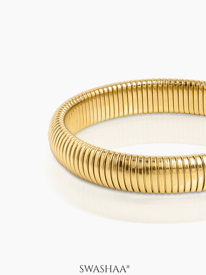 Abby Ribbed Bangle 18K Gold Plated Bracelet