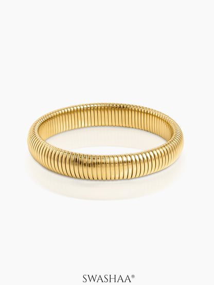 Abby Ribbed Bangle 18K Gold Plated Bracelet