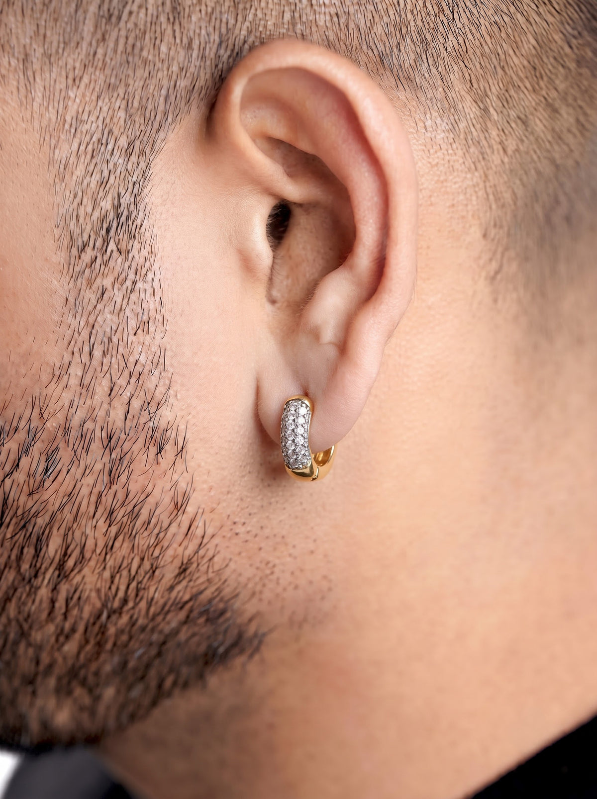 Zenith Diamond 18K Gold Plated Men's Hoop Earrings