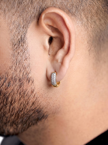 Zenith Diamond 18K Gold Plated Men's Hoop Earrings