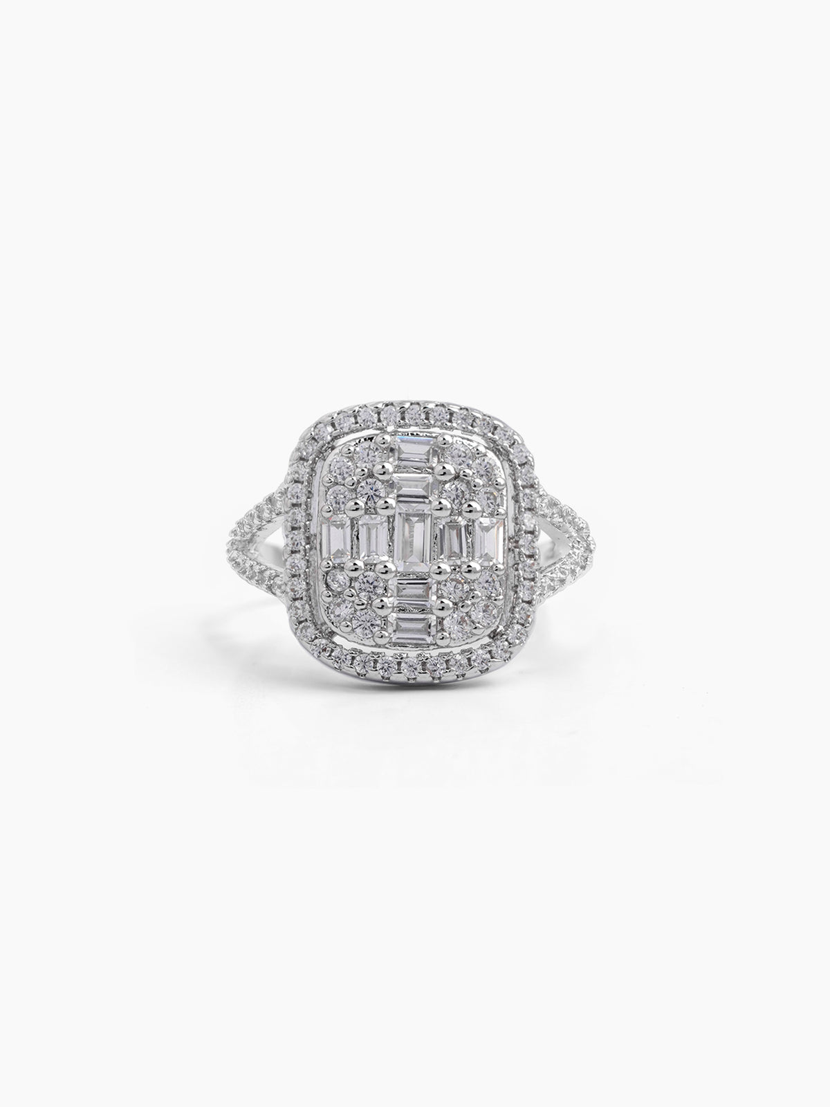 Zerina Cushion Rectangular Silver Diamond Solitaire Women's Ring