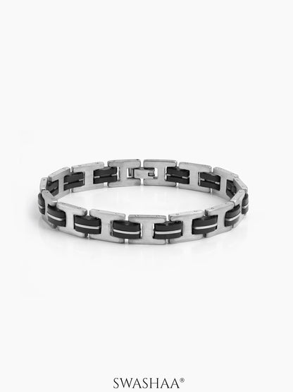 Zerion Link Black - Silver Men's Loose Bracelets