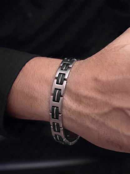 Zerion Link Black - Silver Men's Loose Bracelets