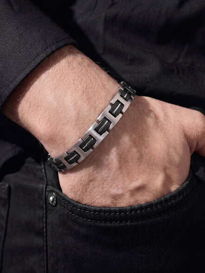 Zerion Link Black - Silver Men's Loose Bracelets
