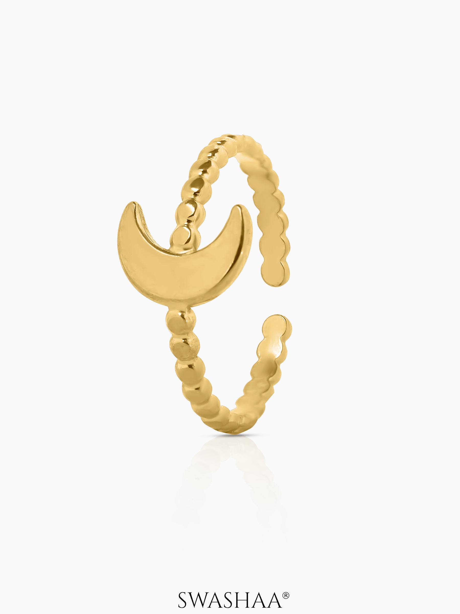 Zeus Moon Adjustable Beaded Band 18K Gold Plated Ring