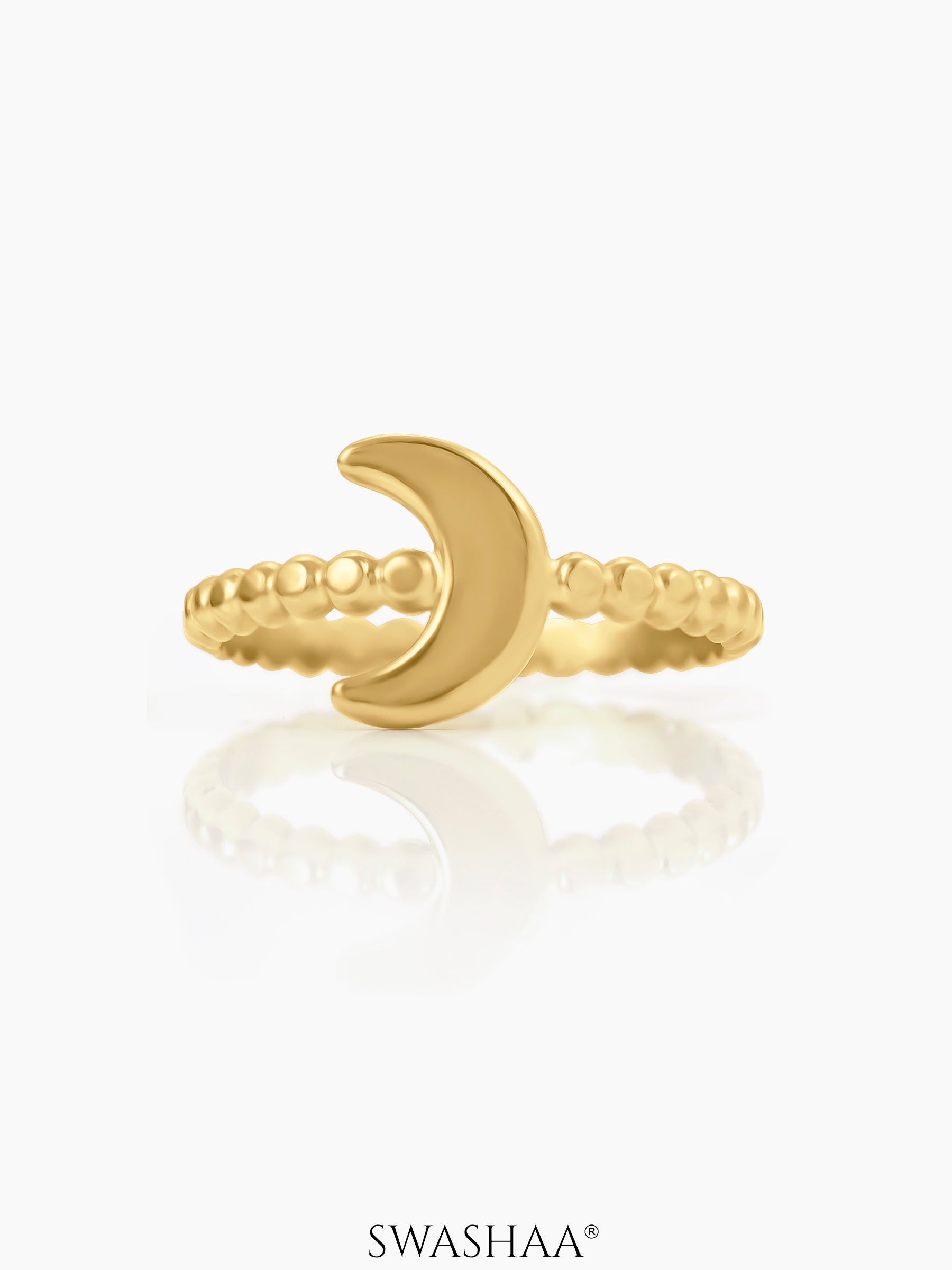 Zeus Moon Adjustable Beaded Band 18K Gold Plated Ring
